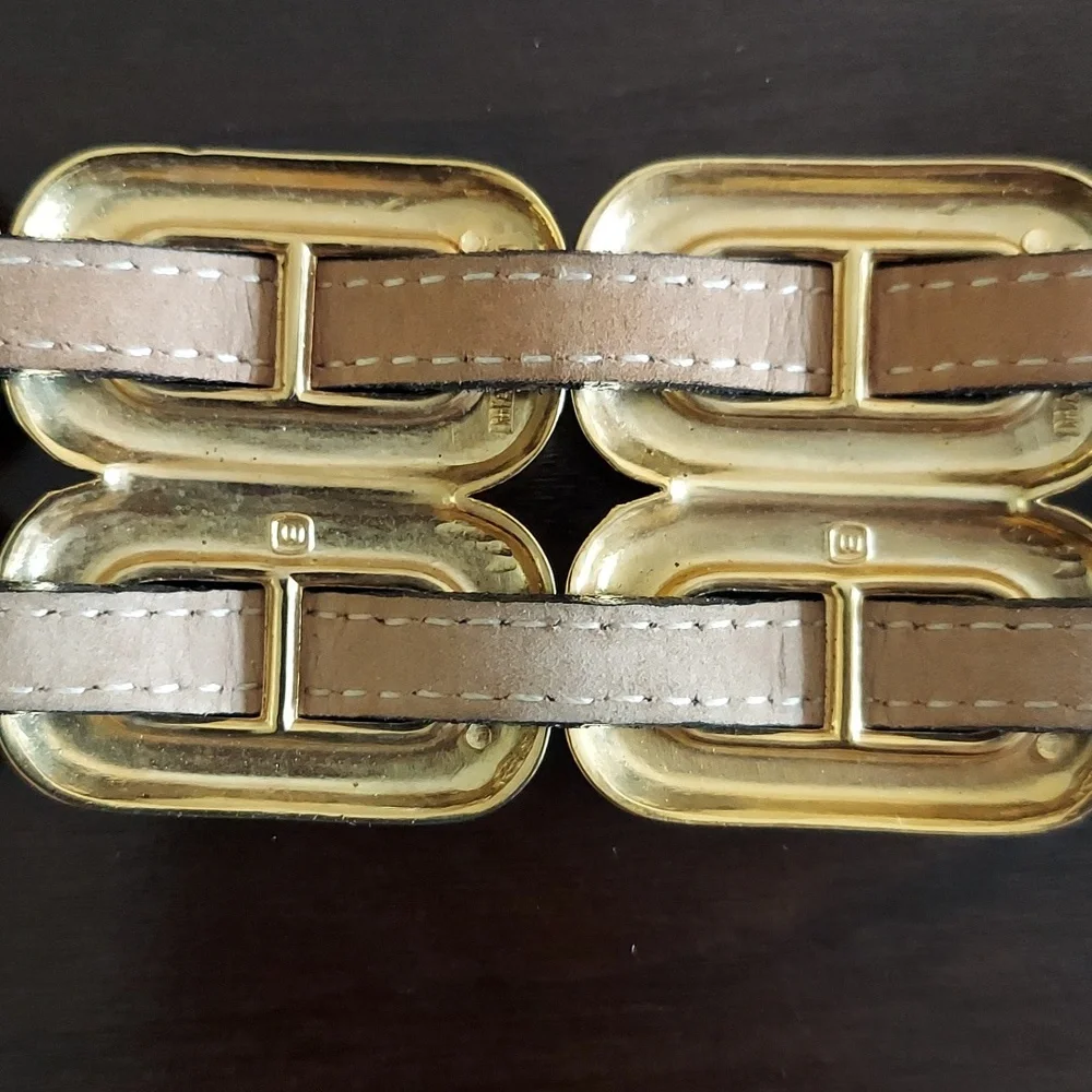 Vintage Late 1980s/Early 1990s Gold Chain & Woven Black Leather Double Link Belt - Picture 16 of 16